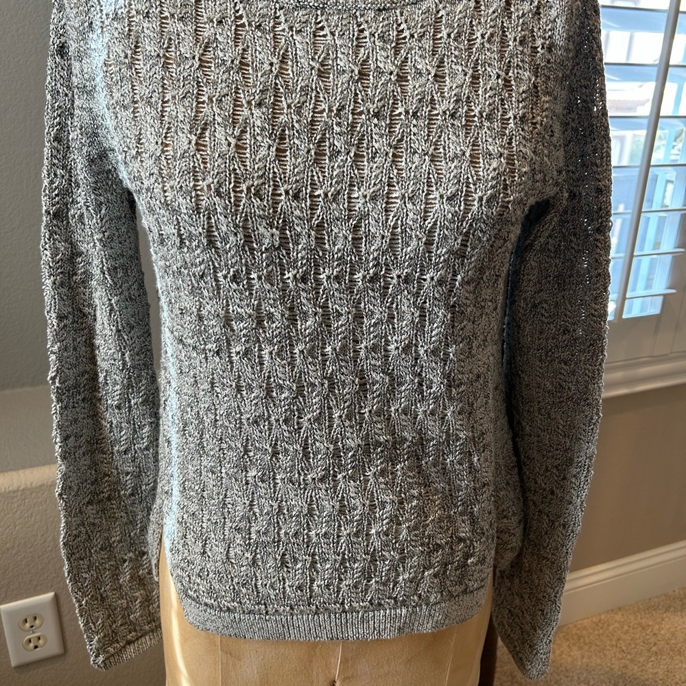 Loft Gray/Black Knit Sweater Top Small